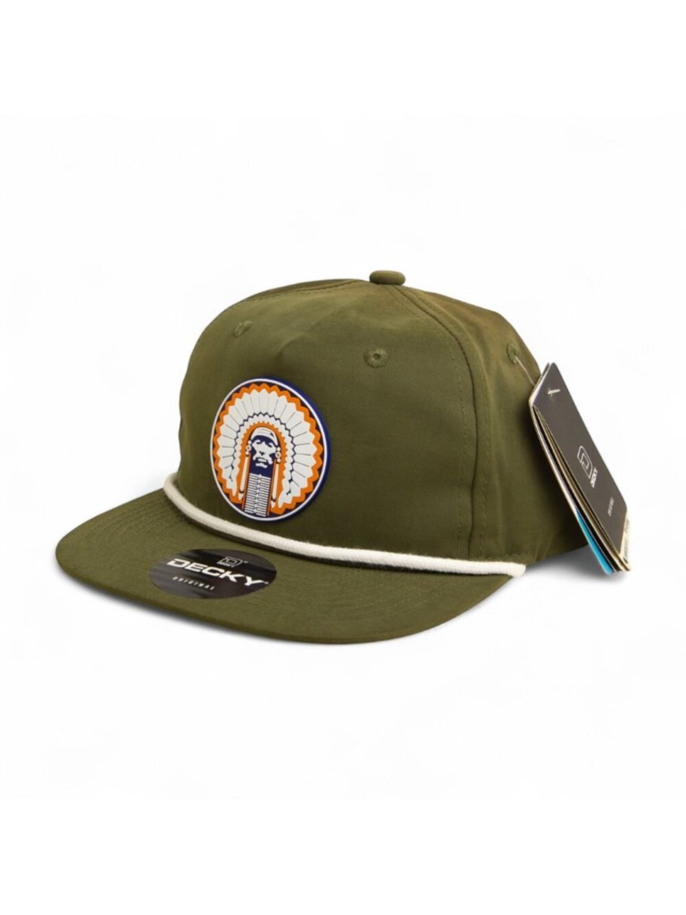 Illinois Fighting Illini Chief Illiniwek 3D Classic Rope Hat- Olive/ White